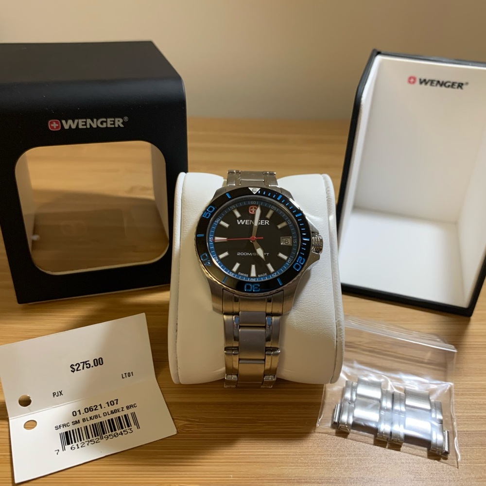 WENGER NWT Women’s Watch SFRC SM BLK/BL DL&BEZ BRC